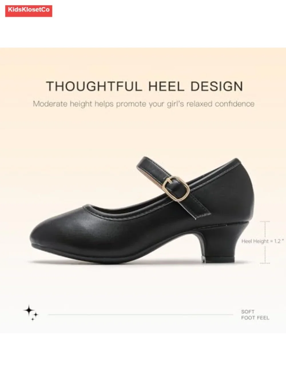 Girls Mary Jane Flats Dress Shoes with Hook and Loop Strap